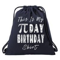 Retro This Is My Pi Day Birthday Shirt Pi Symbol 3 14 Drawstring Bag