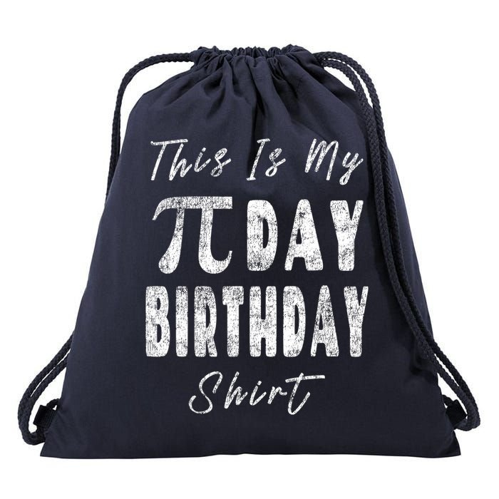Retro This Is My Pi Day Birthday Shirt Pi Symbol 3 14 Drawstring Bag