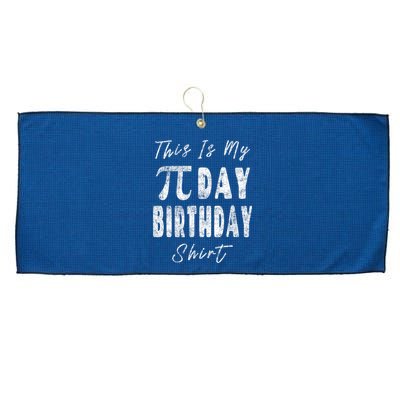 Retro This Is My Pi Day Birthday Shirt Pi Symbol 3 14 Large Microfiber Waffle Golf Towel