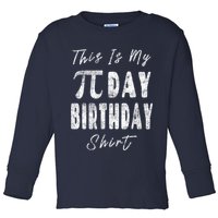 Retro This Is My Pi Day Birthday Shirt Pi Symbol 3 14 Toddler Long Sleeve Shirt
