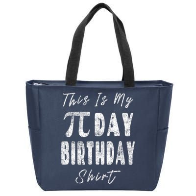 Retro This Is My Pi Day Birthday Shirt Pi Symbol 3 14 Zip Tote Bag