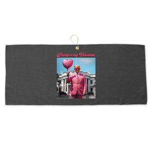 Retro Trump Is My Valentine Heart Funny Trump Valentines Day Large Microfiber Waffle Golf Towel