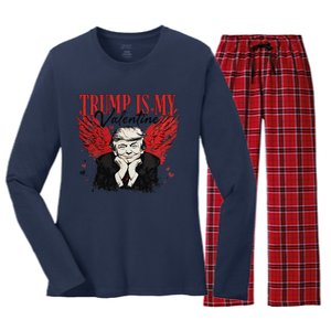 Retro Trump Is My Valentine Trump ValentineS Day Women's Long Sleeve Flannel Pajama Set 