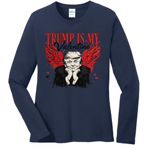 Retro Trump Is My Valentine Trump ValentineS Day Ladies Long Sleeve Shirt