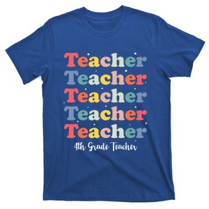 Retro Teacher Inspirational Back To School 4Th Grade Teacher Meaningful Gift T-Shirt