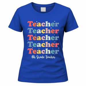 Retro Teacher Inspirational Back To School 4Th Grade Teacher Meaningful Gift Women's T-Shirt