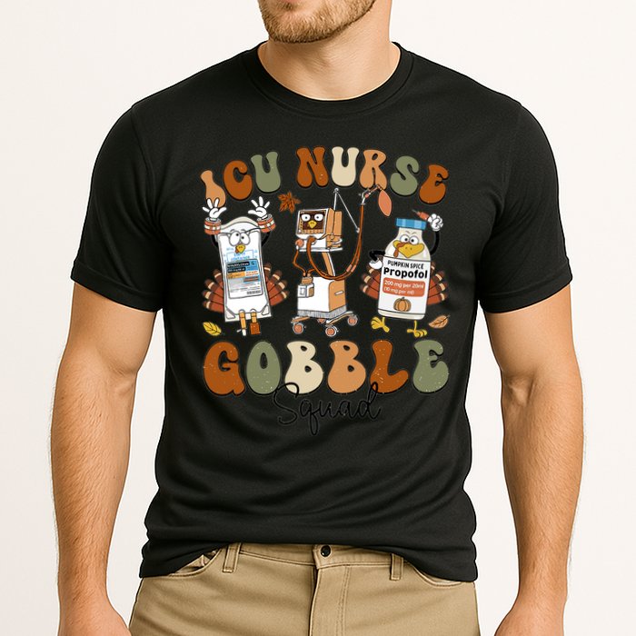 Retro Thanksgiving Icu Nurse Gobble Squad Turkey Autumn Rn Gift Cooling Performance Crew T-Shirt