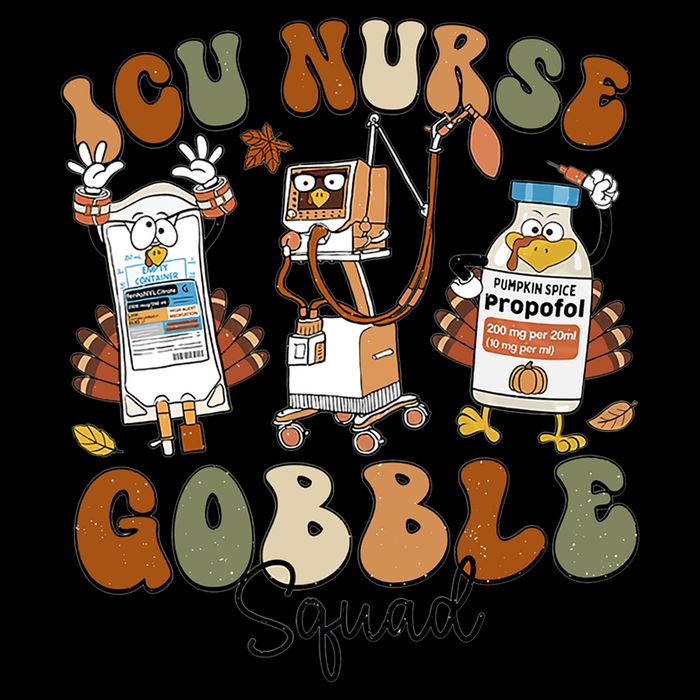 Retro Thanksgiving Icu Nurse Gobble Squad Turkey Autumn Rn Gift Cooling Performance Crew T-Shirt