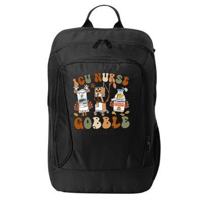 Retro Thanksgiving Icu Nurse Gobble Squad Turkey Autumn Rn Gift City Backpack