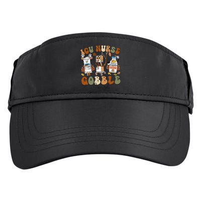 Retro Thanksgiving Icu Nurse Gobble Squad Turkey Autumn Rn Gift Adult Drive Performance Visor
