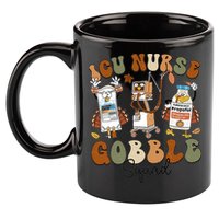 Retro Thanksgiving Icu Nurse Gobble Squad Turkey Autumn Rn Gift 11oz C Handle Ceramic Mug