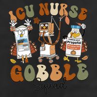 Retro Thanksgiving Icu Nurse Gobble Squad Turkey Autumn Rn Gift 11oz C Handle Ceramic Mug