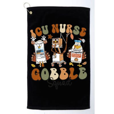 Retro Thanksgiving Icu Nurse Gobble Squad Turkey Autumn Rn Gift Golf Towel