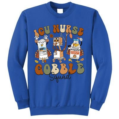 Retro Thanksgiving Icu Nurse Gobble Squad Turkey Autumn Rn Gift Sweatshirt