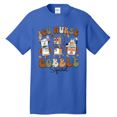 Retro Thanksgiving Icu Nurse Gobble Squad Turkey Autumn Rn Gift Tall T-Shirt