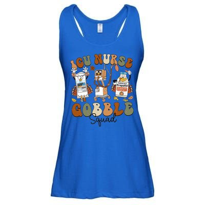 Retro Thanksgiving Icu Nurse Gobble Squad Turkey Autumn Rn Gift Ladies Essential Flowy Tank