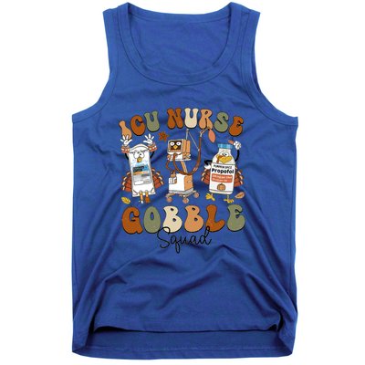 Retro Thanksgiving Icu Nurse Gobble Squad Turkey Autumn Rn Gift Tank Top