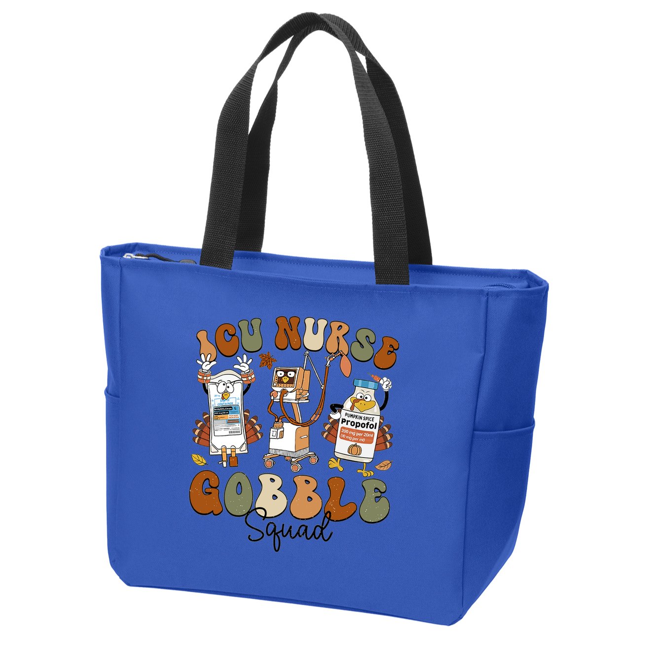 Retro Thanksgiving Icu Nurse Gobble Squad Turkey Autumn Rn Gift Zip Tote Bag