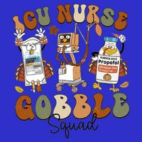 Retro Thanksgiving Icu Nurse Gobble Squad Turkey Autumn Rn Gift Zip Tote Bag