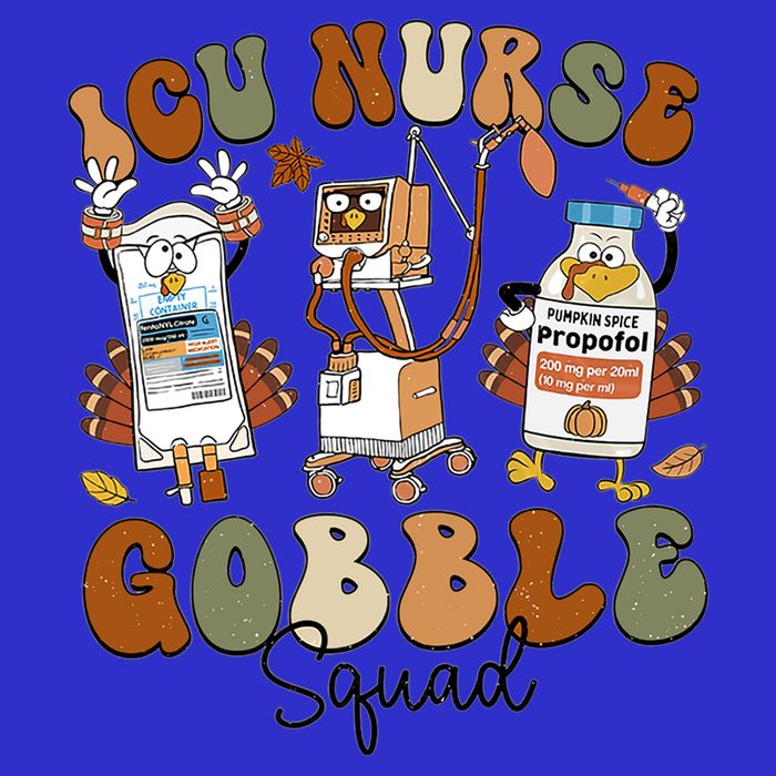 Retro Thanksgiving Icu Nurse Gobble Squad Turkey Autumn Rn Gift Zip Tote Bag