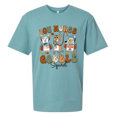 Retro Thanksgiving Icu Nurse Gobble Squad Turkey Autumn Rn Gift Sueded Cloud Jersey T-Shirt