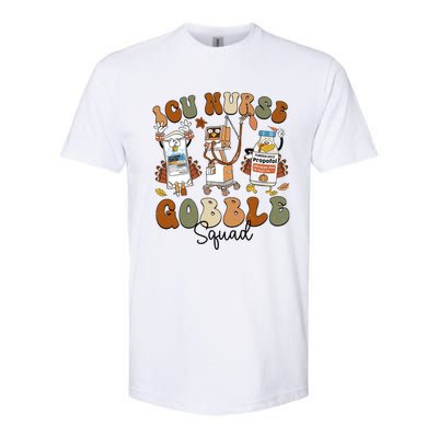 Retro Thanksgiving Icu Nurse Gobble Squad Turkey Autumn Rn Gift Softstyle CVC T-Shirt