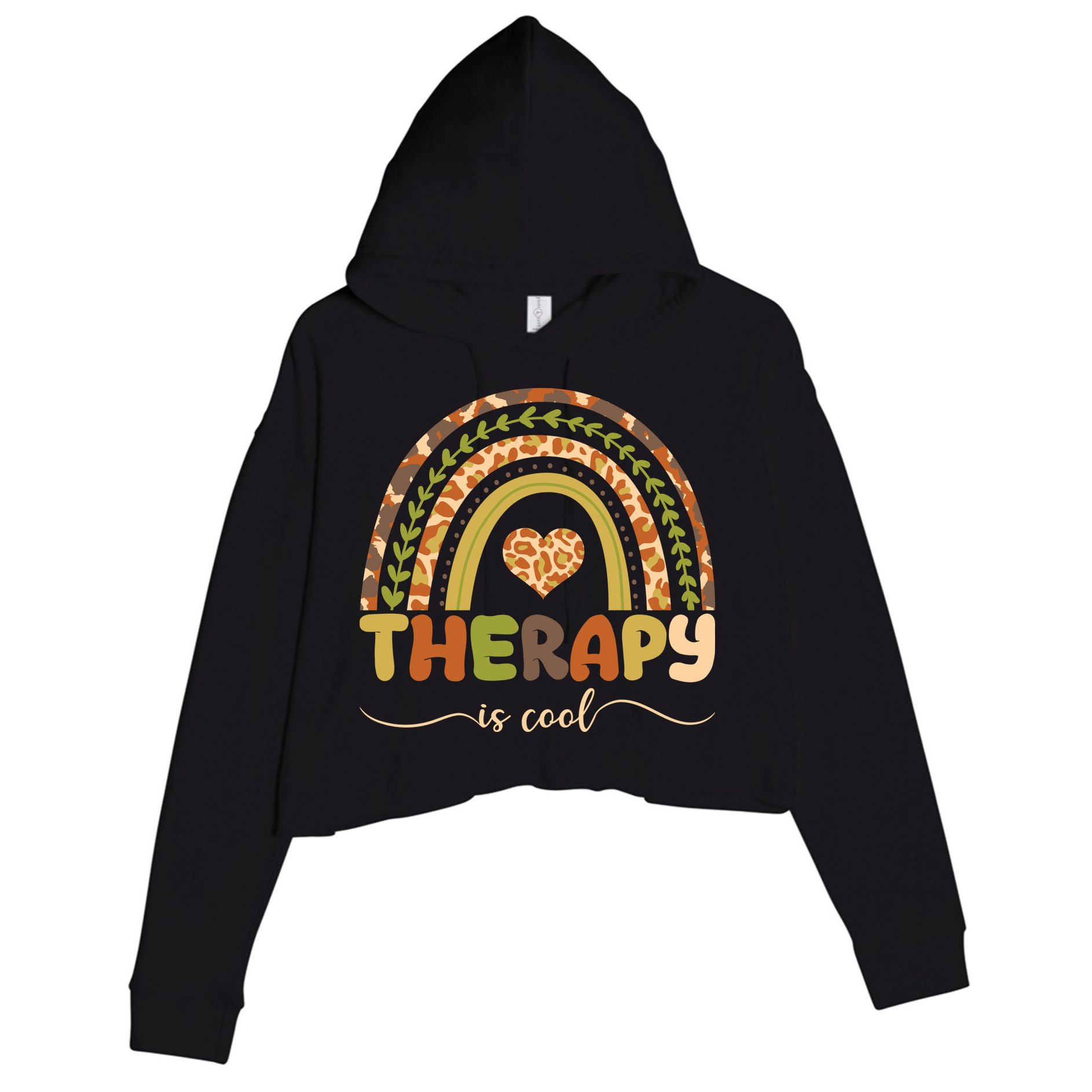 Rainbow Therapy Is Cool Mental Health Awareness Crop Fleece Hoodie