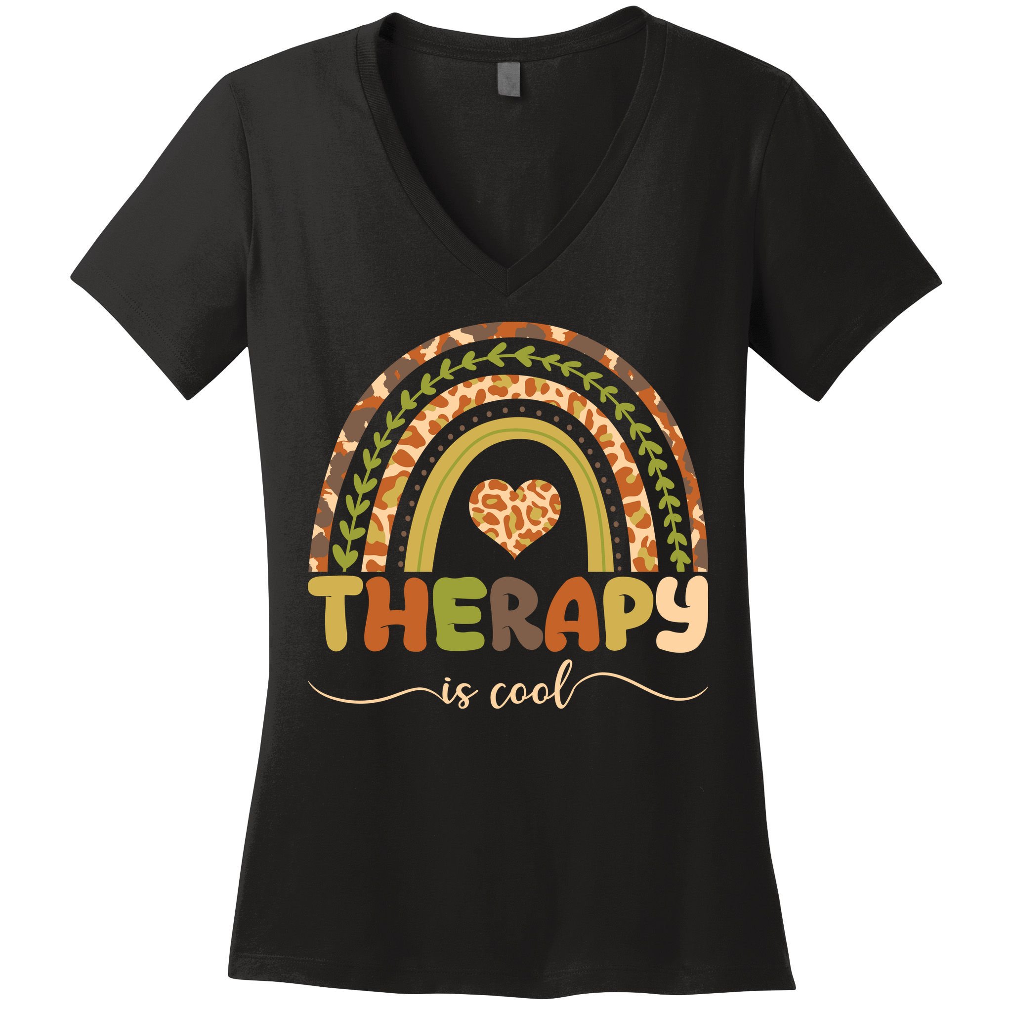 Rainbow Therapy Is Cool Mental Health Awareness Women's V-Neck T-Shirt