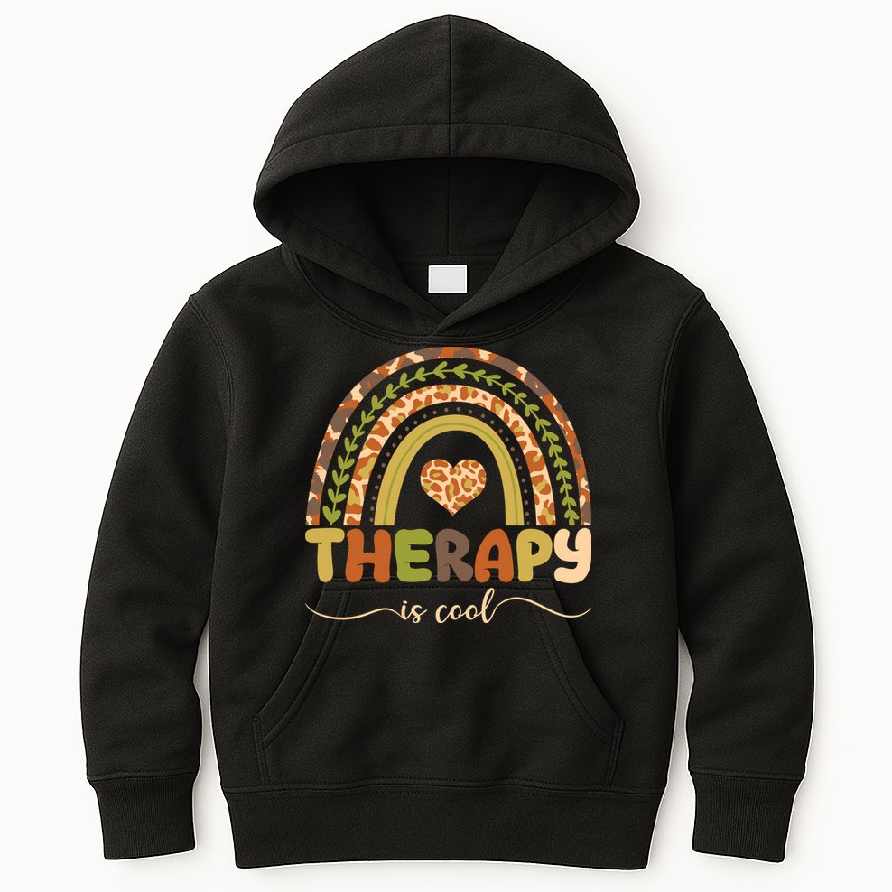Rainbow Therapy Is Cool Mental Health Awareness Kids Hoodie