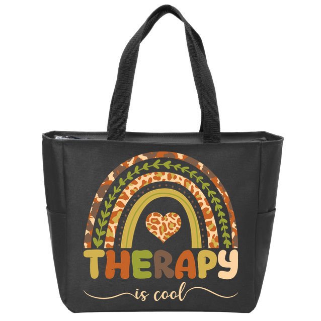Rainbow Therapy Is Cool Mental Health Awareness Zip Tote Bag