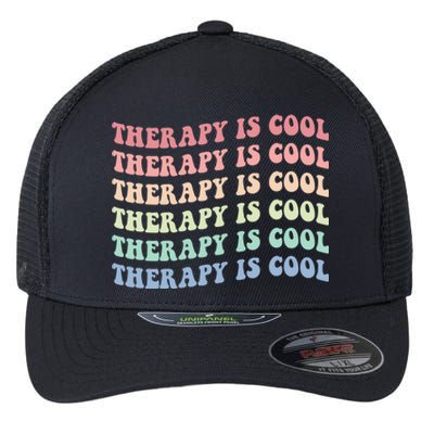 Retro Therapy Is Cool Funny Gift Cute Occupational Therapy Funny Gift Flexfit Unipanel Trucker Cap