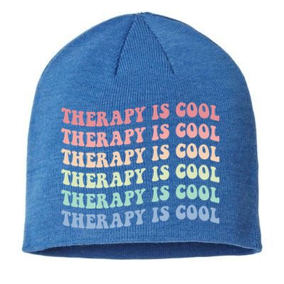 Retro Therapy Is Cool Funny Gift Cute Occupational Therapy Funny Gift Sustainable Beanie