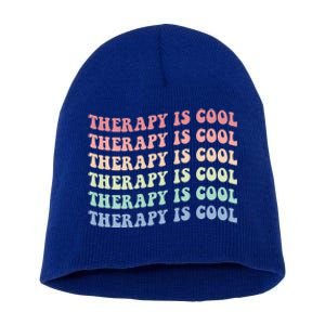 Retro Therapy Is Cool Funny Gift Cute Occupational Therapy Funny Gift Short Acrylic Beanie