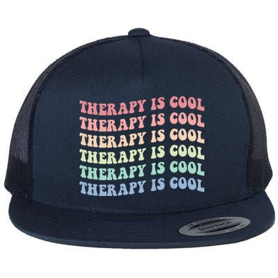 Retro Therapy Is Cool Funny Gift Cute Occupational Therapy Funny Gift Flat Bill Trucker Hat