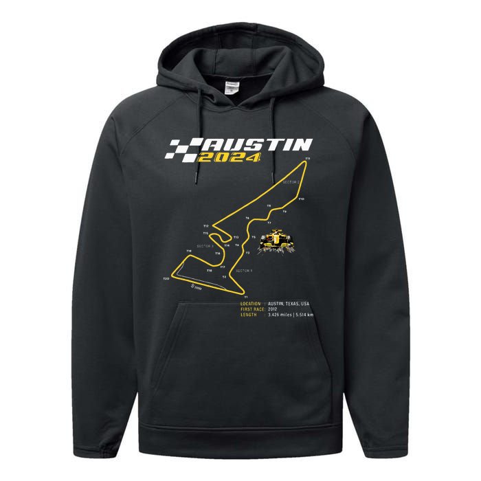 Race Track In Austin Formula Racing Circuits Sport Performance Fleece Hoodie