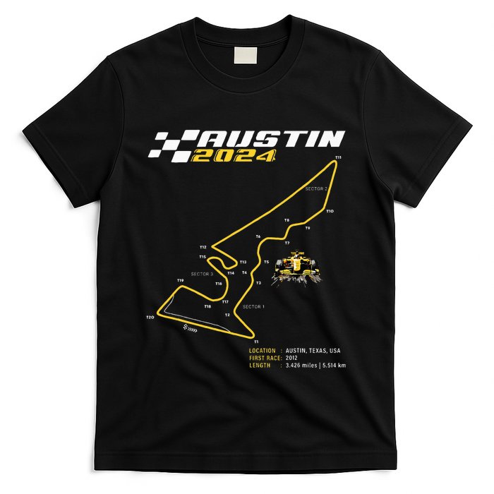 Race Track In Austin Formula Racing Circuits Sport T-Shirt