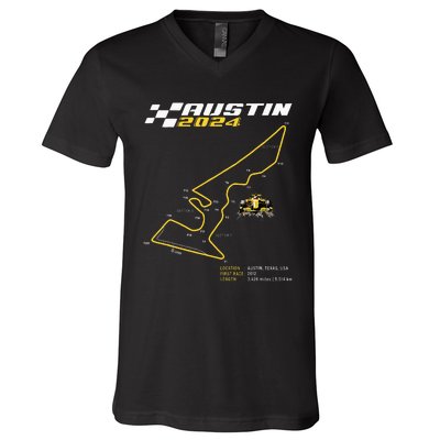 Race Track In Austin Formula Racing Circuits Sport V-Neck T-Shirt