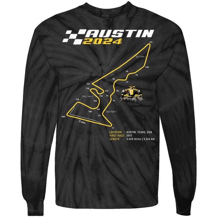 Race Track In Austin Formula Racing Circuits Sport Tie-Dye Long Sleeve Shirt