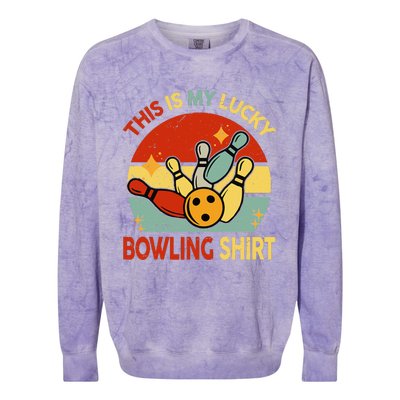 Retro This Is My Lucky Bowling Colorblast Crewneck Sweatshirt