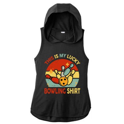 Retro This Is My Lucky Bowling Ladies PosiCharge Tri-Blend Wicking Draft Hoodie Tank