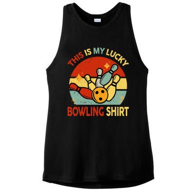 Retro This Is My Lucky Bowling Ladies PosiCharge Tri-Blend Wicking Tank