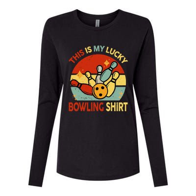 Retro This Is My Lucky Bowling Womens Cotton Relaxed Long Sleeve T-Shirt