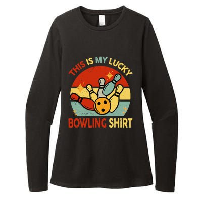 Retro This Is My Lucky Bowling Womens CVC Long Sleeve Shirt