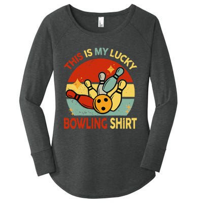 Retro This Is My Lucky Bowling Women's Perfect Tri Tunic Long Sleeve Shirt