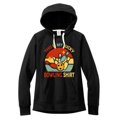 Retro This Is My Lucky Bowling Women's Fleece Hoodie