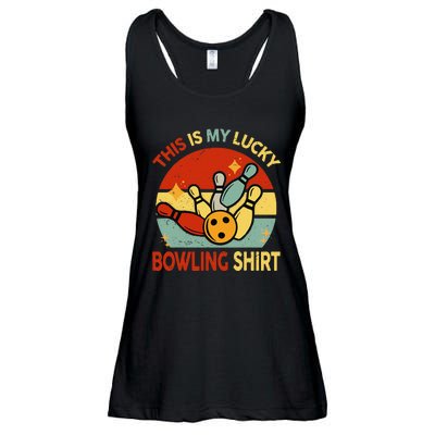 Retro This Is My Lucky Bowling Ladies Essential Flowy Tank