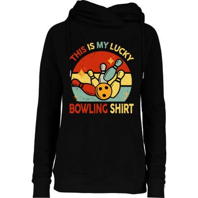 Retro This Is My Lucky Bowling Womens Funnel Neck Pullover Hood