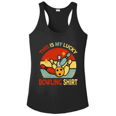 Retro This Is My Lucky Bowling Ladies PosiCharge Competitor Racerback Tank