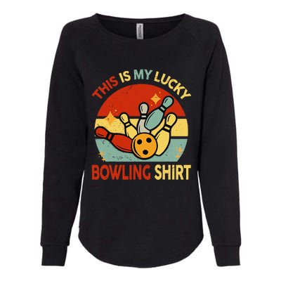 Retro This Is My Lucky Bowling Womens California Wash Sweatshirt