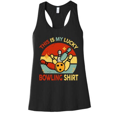 Retro This Is My Lucky Bowling Women's Racerback Tank